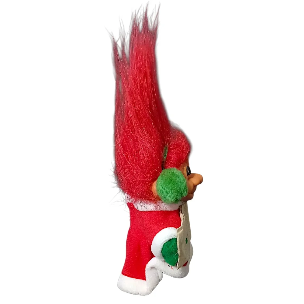 Vintage Russ Christmas Caroler‎ Troll Doll Red Hair 90s Ear Muffs Holiday Xmas
